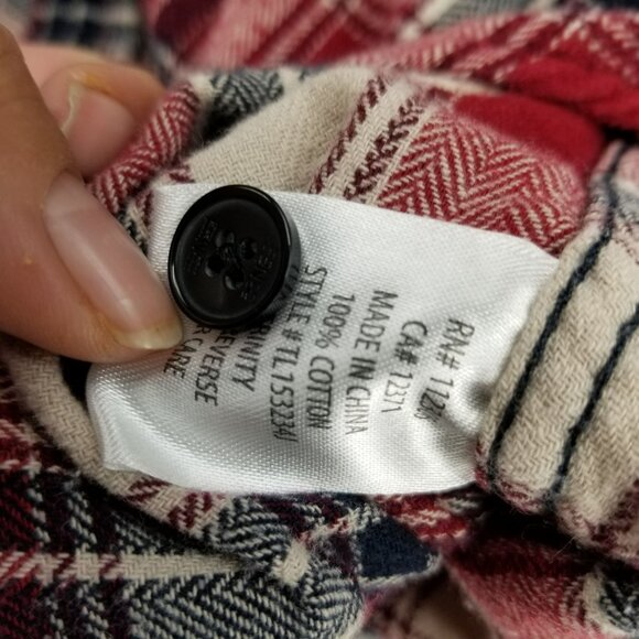 Trinity Shirt Womens Large Red Plaid 100% Cotton Flannel Button Down Pockets - Picture 5 of 10